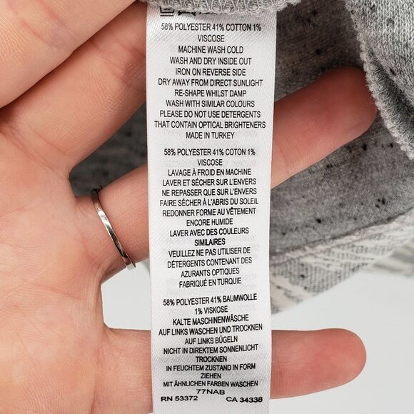 FRENCH CONNECT. nwt Sekia Jersey Sweatshirt Cropped Leaf Print L Gray White - Picture 11 of 13